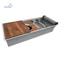 Aquacubic Luxury 45 X 19 Inch Modern Undermount Sinks 18/16 Gauge Workstation 304 Stainless Steel sink with Ledge Workstation